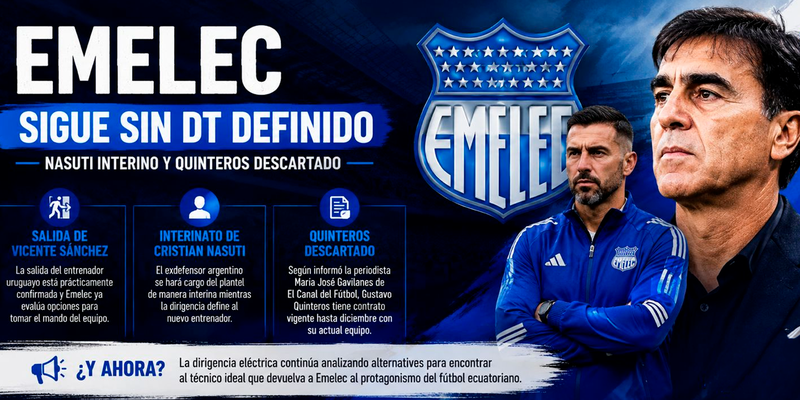 Emelec mueve fichas Nasuti interino y Gustavo Quinteros lejos