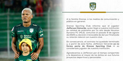 Jefferson Valverde se despide de Orense.