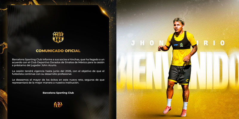 Jhon Acurio deja Barcelona y es nuevo refuerzo de Dorados.