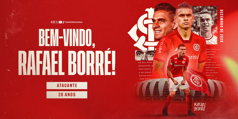 Oficial: Rafael Santos Borré es nuevo jugador del Inter de Porto Alegre